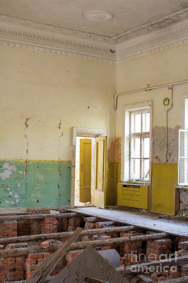 Interior, abandoned building, Chernobyl Exclusion Zone, Ukraine Photograph by Juli Scalzi