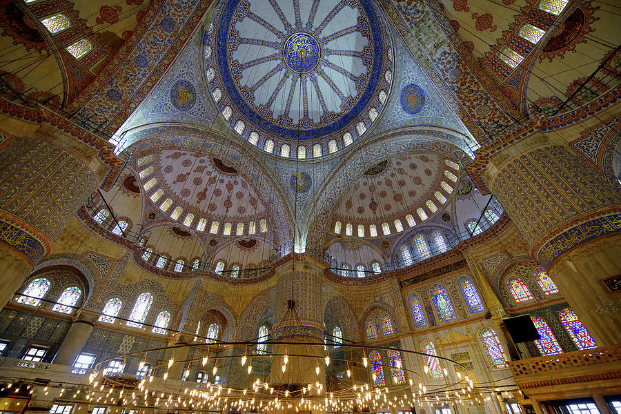 Interior Blue Iznik Tiles Of The Sultan Ahmed Mosque Istanbul Tu