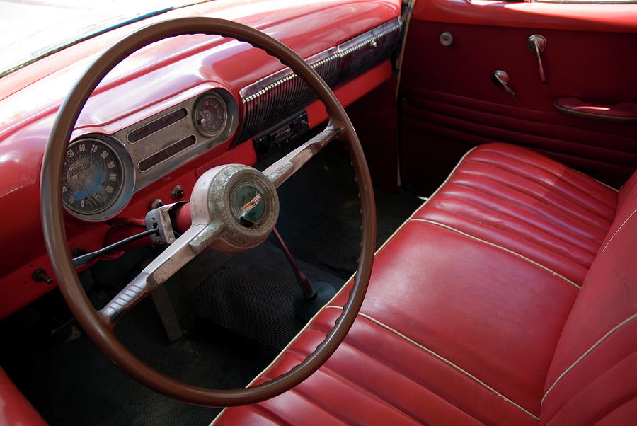 Interior of a classic American car Photograph by Sami Sarkis