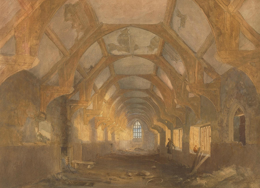 Interior of a Dormitory of the Ipswich Blackfriars at the End of its Period of Occupation by Ipswich Painting by John Sell Cotman