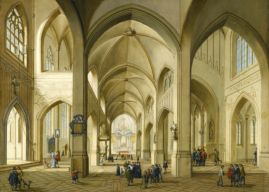 Interior of a Gothic Church Painting by Johann Friedrich Morgenstern