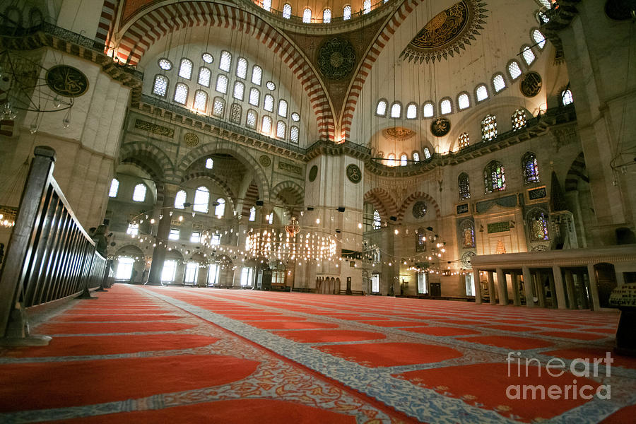 Interior of a mosque, Istanbul, Turkey  Photograph by Jacky Telem