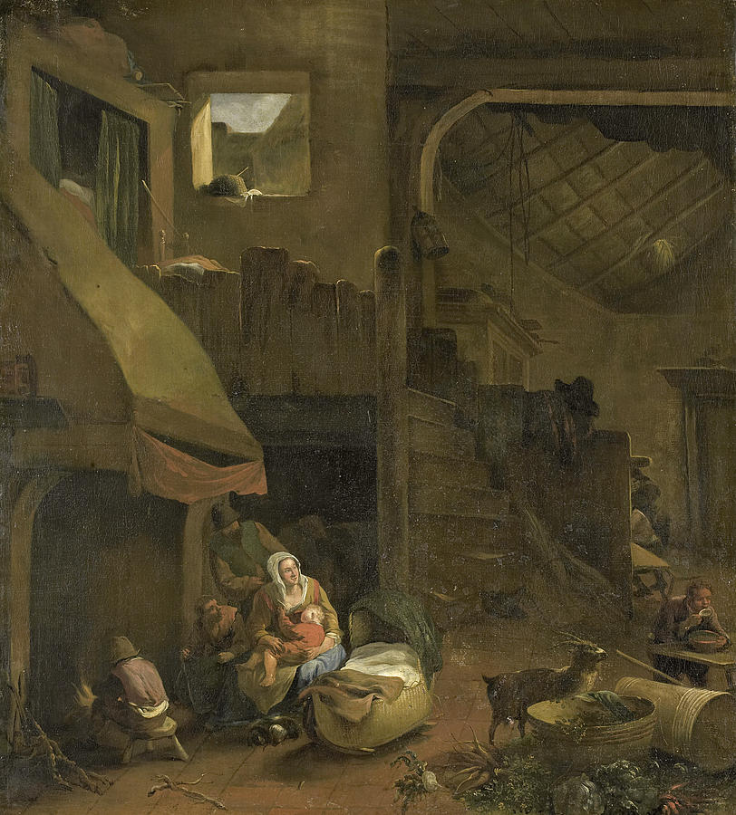 Interior of a Peasant Hut Painting by Hendrick Mommers