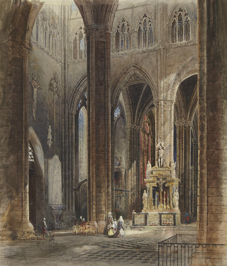 Interior of Amiens Cathedral Painting by David Roberts