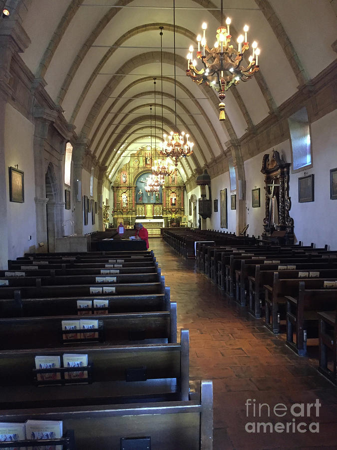 Interior Photograph - Interior Of Carmel Mission Looking Towards The Altar. 2017 by Monterey County Historical Society