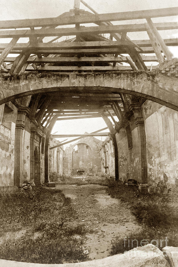 Interior Photograph - Interior of Carmel Mission looking towards the Altar. Circa 1880 by Monterey County Historical Society