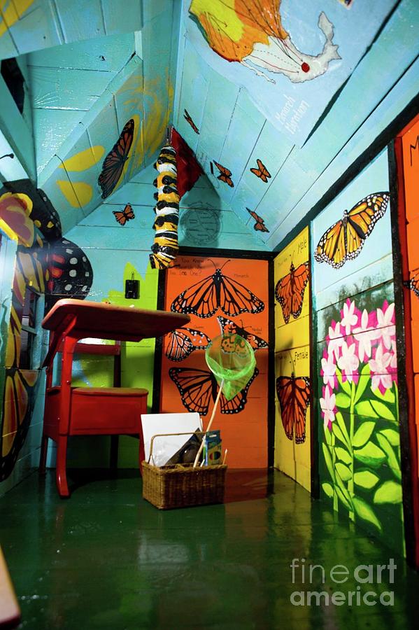 Interior Of Monarch Butterlfies Take Flight Playhouse For Raise The Roof Painting by Genevieve Esson