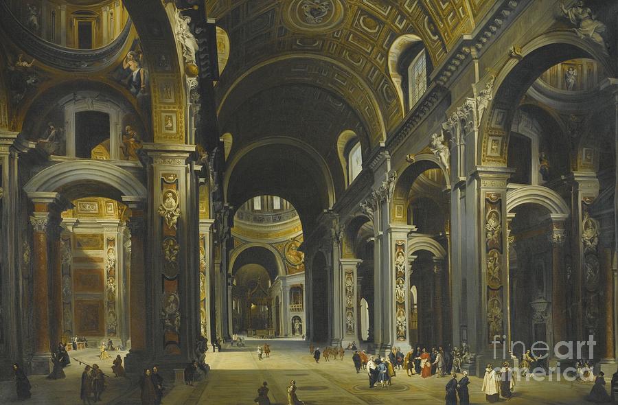 Interior Of St Peter Rome Painting by MotionAge Designs