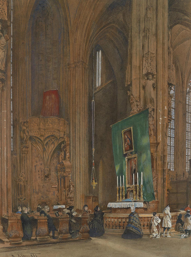 Interior of St. Stephens Church Painting by Rudolf von Alt