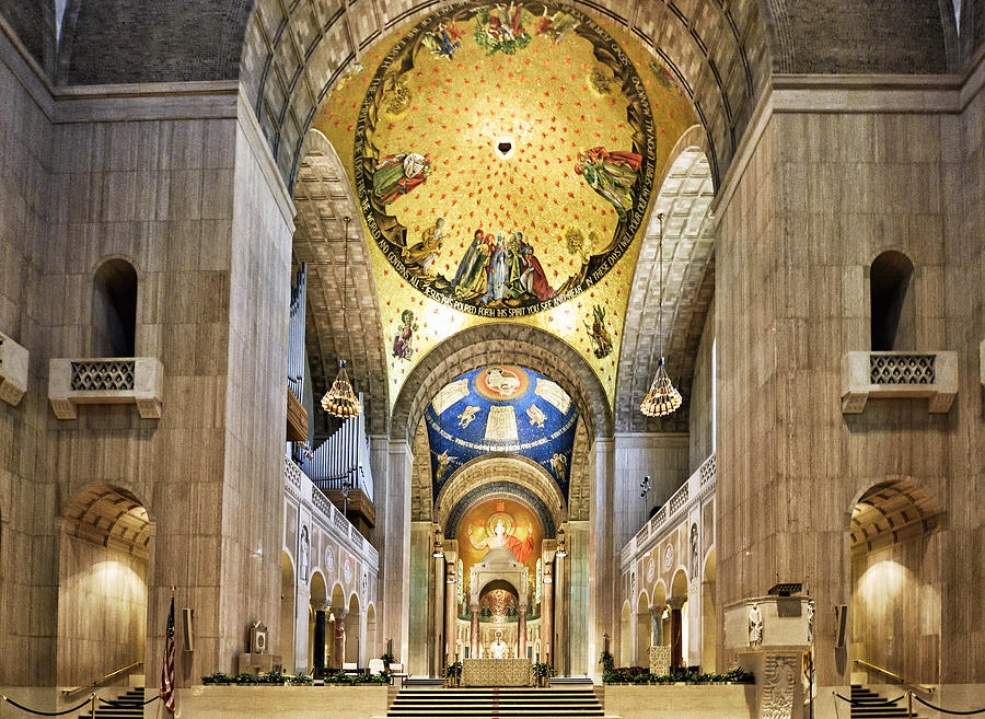 Interior of The Basilica of the National Shrine of the Immaculate Conception Photograph by Brendan Reals