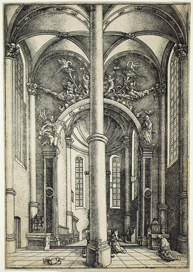 Interior of the Church of Saint Katherine Drawing by Daniel Hopfer