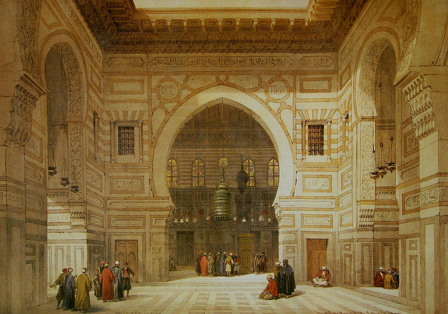 Interior of the Mosque of the Sultan El Ghoree Painting by David Roberts