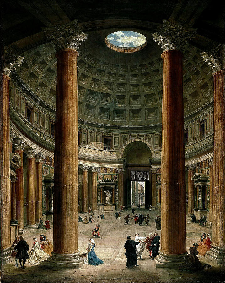 Interior of the Roman pantheon Painting by MotionAge Designs