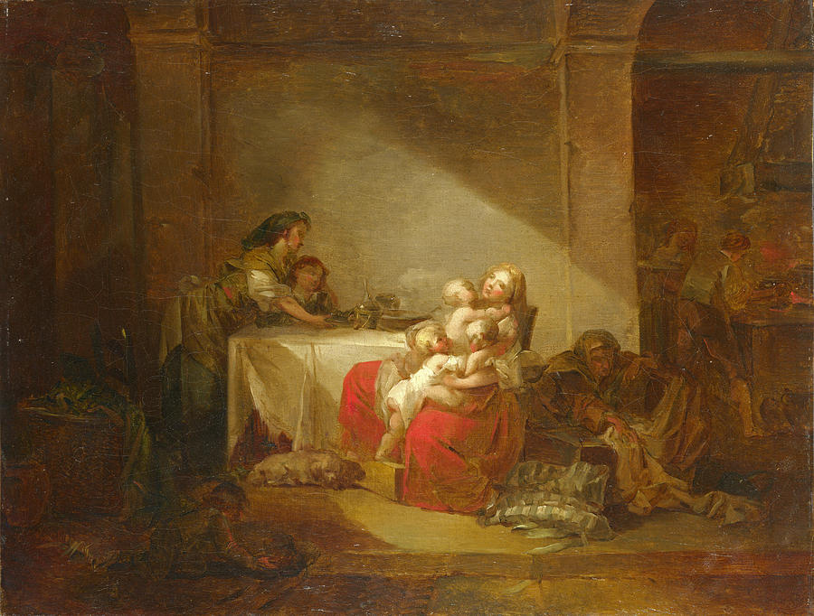 Interior Scene Painting by Jean-Honore Fragonard