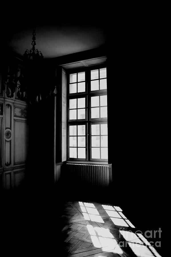 Paris Photograph - Interior Shadows Room Window Chateau de Versailles Black White  by Chuck Kuhn