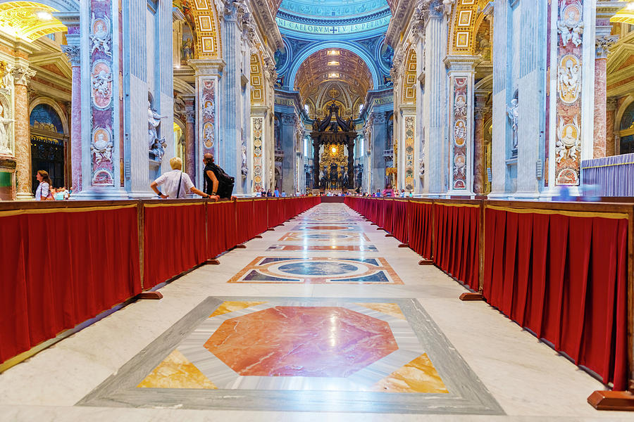 Interior St. Peter Basilica in Rome, Italy. Photograph by Marek Poplawski