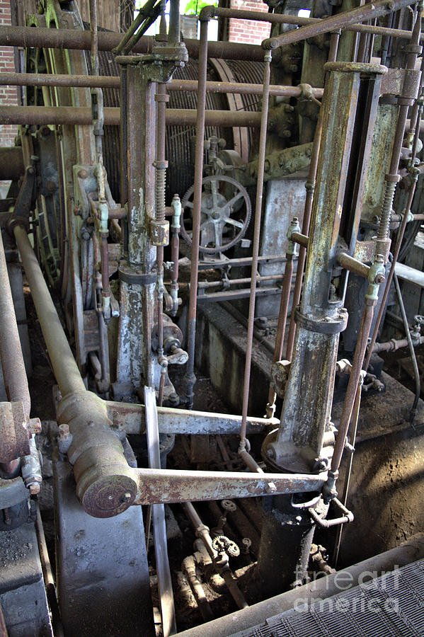 Interior view of hoist house workings Photograph by Laurence Nuelle