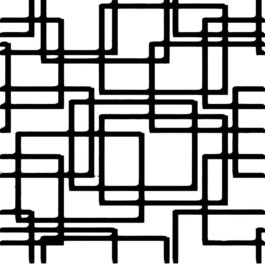 Interlocking Black Squares Artistic Design Digital Art by Taiche Acrylic Art