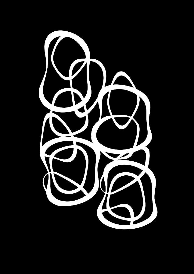 Interlocking - White on Black - Pattern Digital Art by Menega Sabidussi