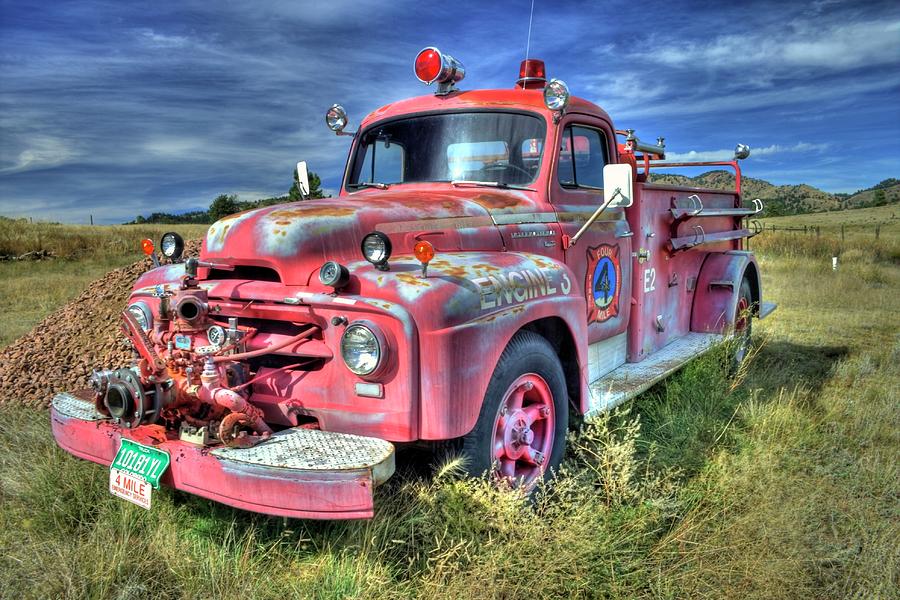Transportation Photograph - International Fire Truck by Tony Baca