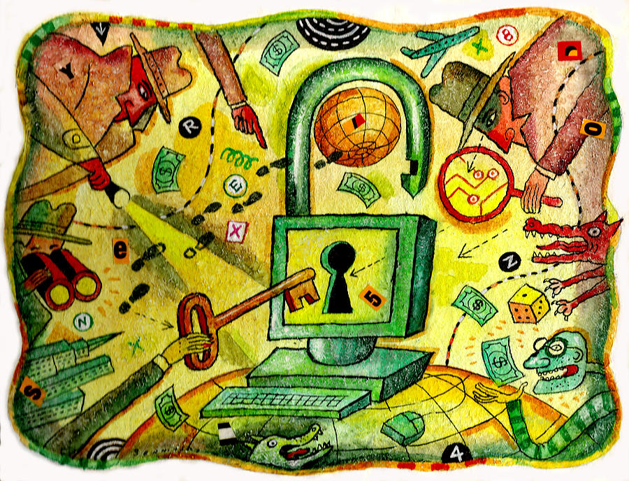 Internet security and hackers Painting by Leon Zernitsky