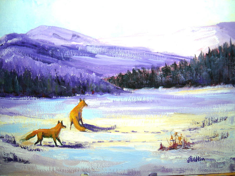 Red Fox Painting - Interrupted Journey by Judy Fischer Walton
