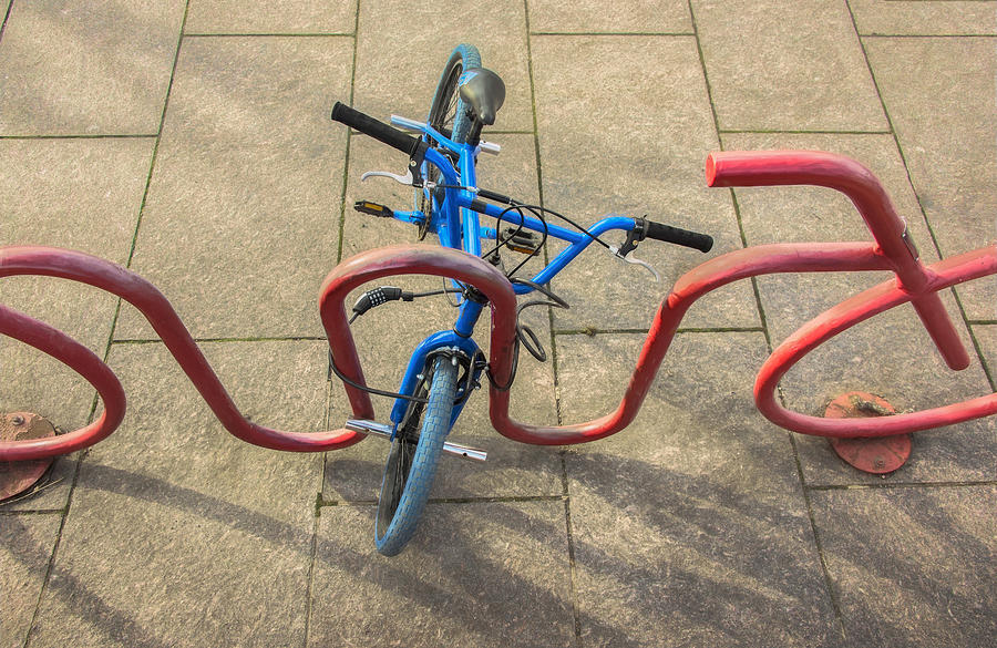 Intersecting Bike And Bike Rack Photograph by Gary Slawsky