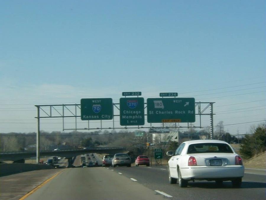 Interstate 70 West at Exit 234, Route 180 West exit, 1999 Photograph by ...