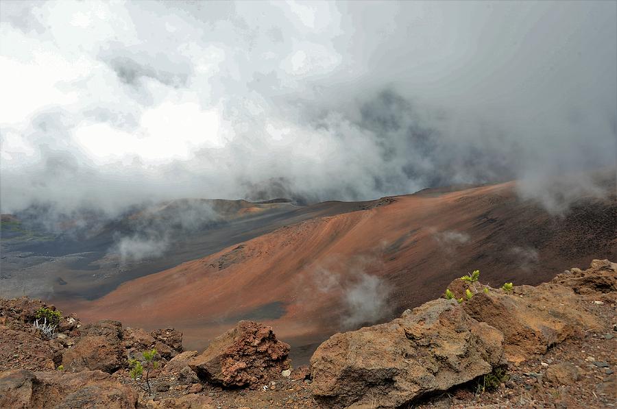Into Haleakala Crater Photograph by Heidi Fickinger
