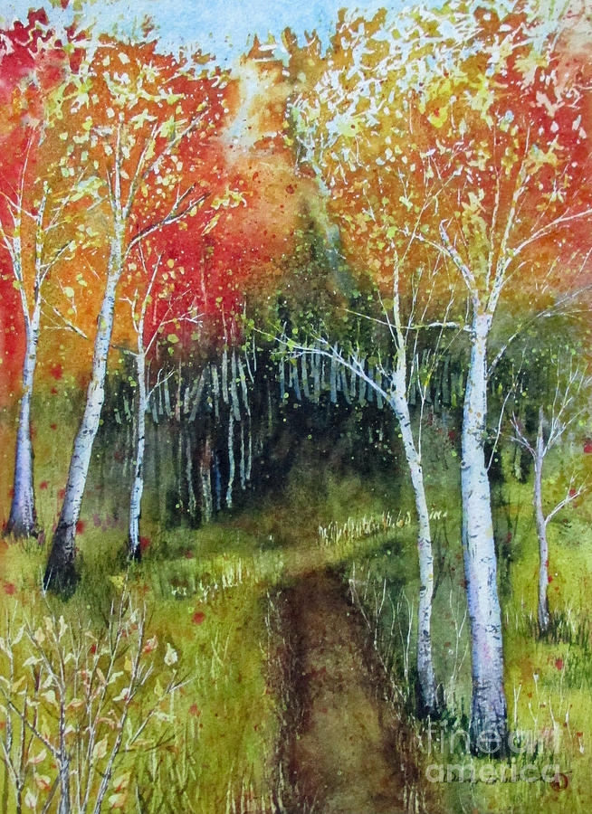Fall Painting - Into The Aspen Grove by Donlyn Arbuthnot