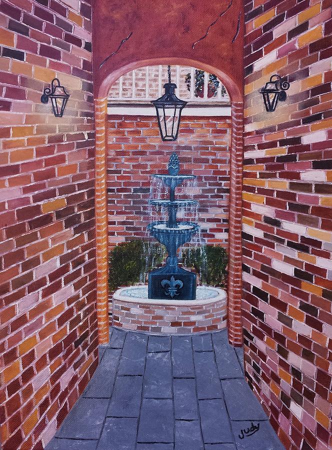 Brick Painting - Into the Courtyard by Judy Jones
