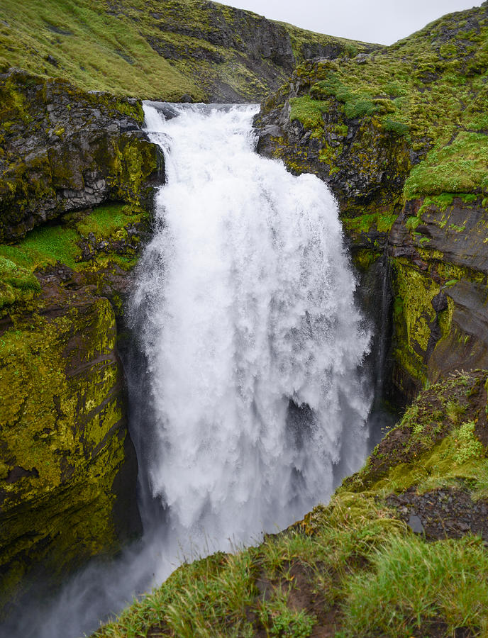 Into the Depths - Waterfall on Icelands Fimmvorduhals Trail Photograph by Alex Blondeau