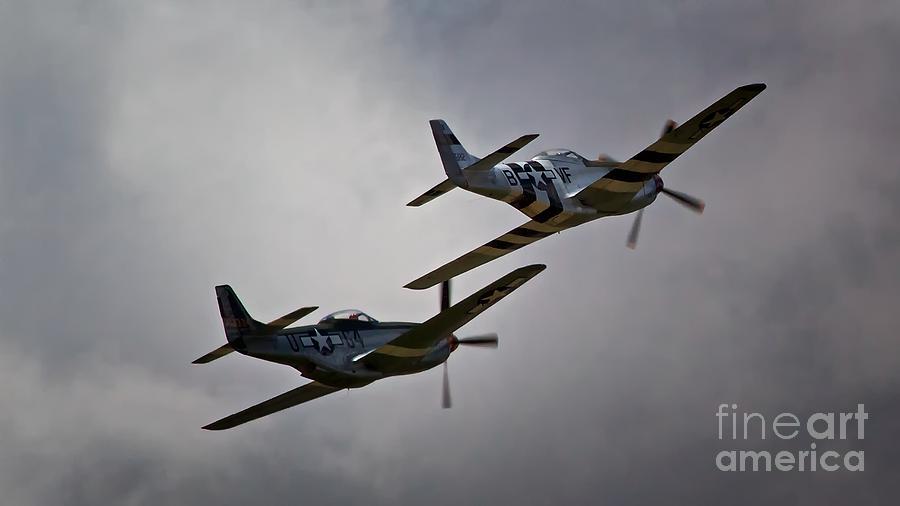 Airplane Photograph - Into the Fight Together 2011 P-51 Mustangs at Chino Air Show by Gus McCrea