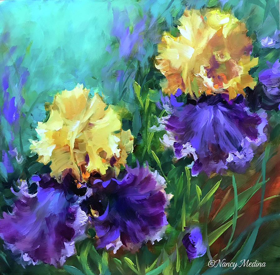 Into the Light Iris Garden Painting by Nancy Medina - Fine Art America