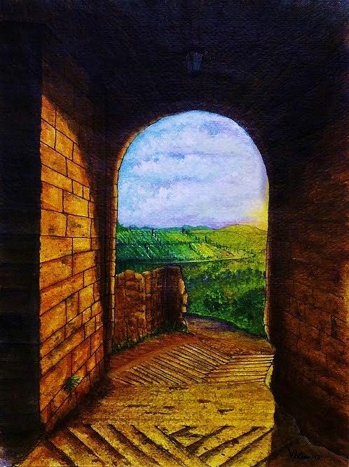 Italian Archway Painting - Into the Light by Vivian Casey Fine Art