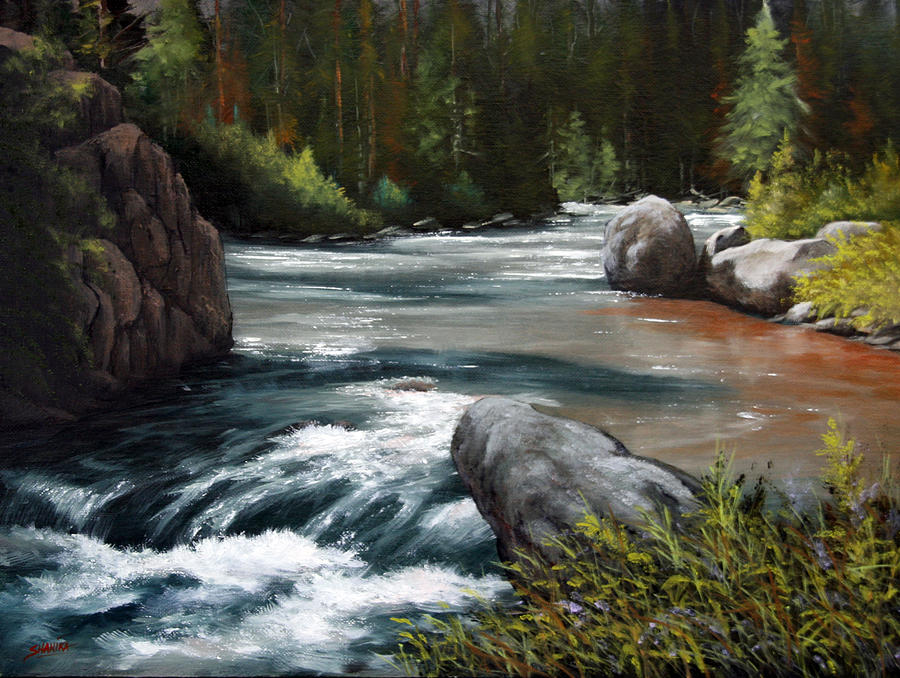 Rocky Mountain National Park Painting - Into The Narrows 070820-1612 by Kenneth Shanika
