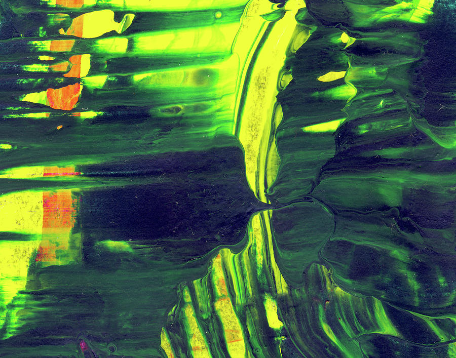 Into The Unknown - Green And Yellow Abstract Art Painting by Modern Abstract