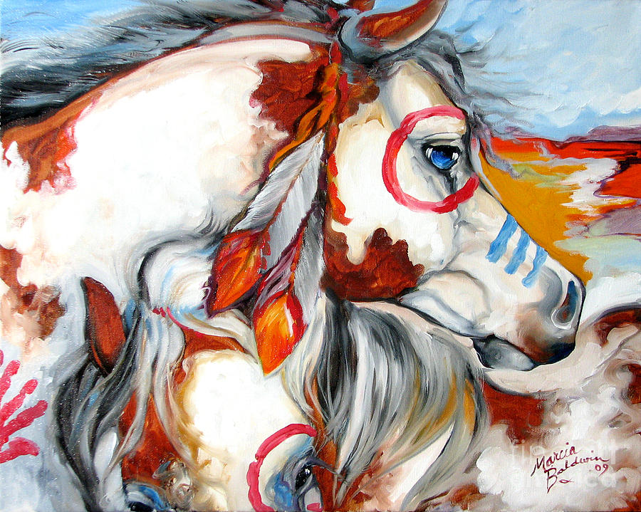Into The West War Ponies Painting by Marcia Baldwin