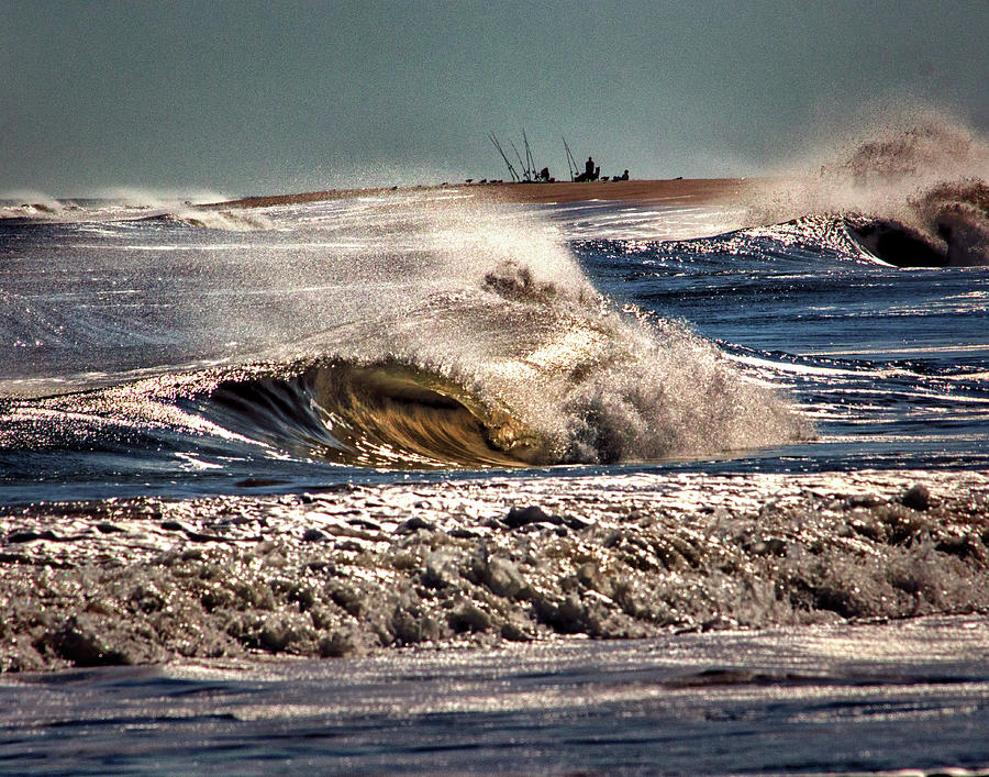 Intrepid Surf Fishing at Delaware Seashore State Park Photograph by Bill Swartwout