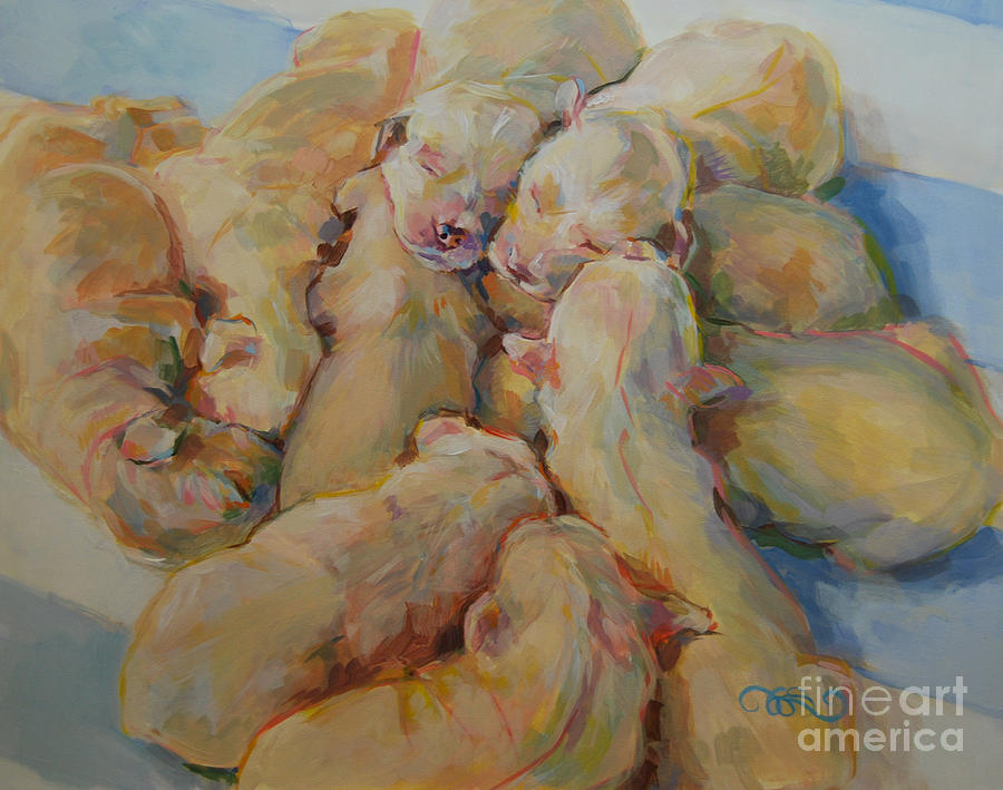 Puppies Painting - Introducing the Vs by Kimberly Santini