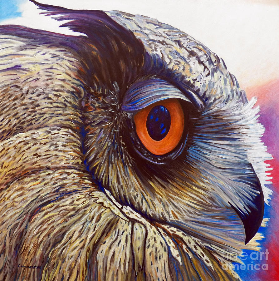Owl Painting - Introspection by Brian  Commerford