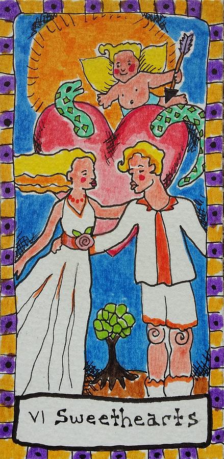 Intuitive Catalyst Card - Sweethearts Drawing by Corey Habbas