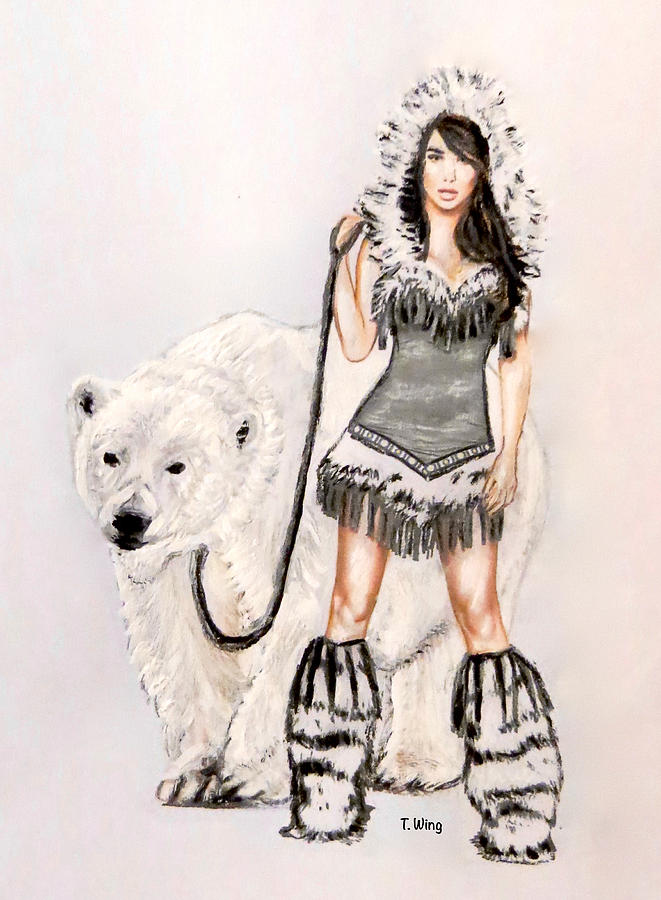 Inuit Pin-Up Girl Painting by Teresa Wing