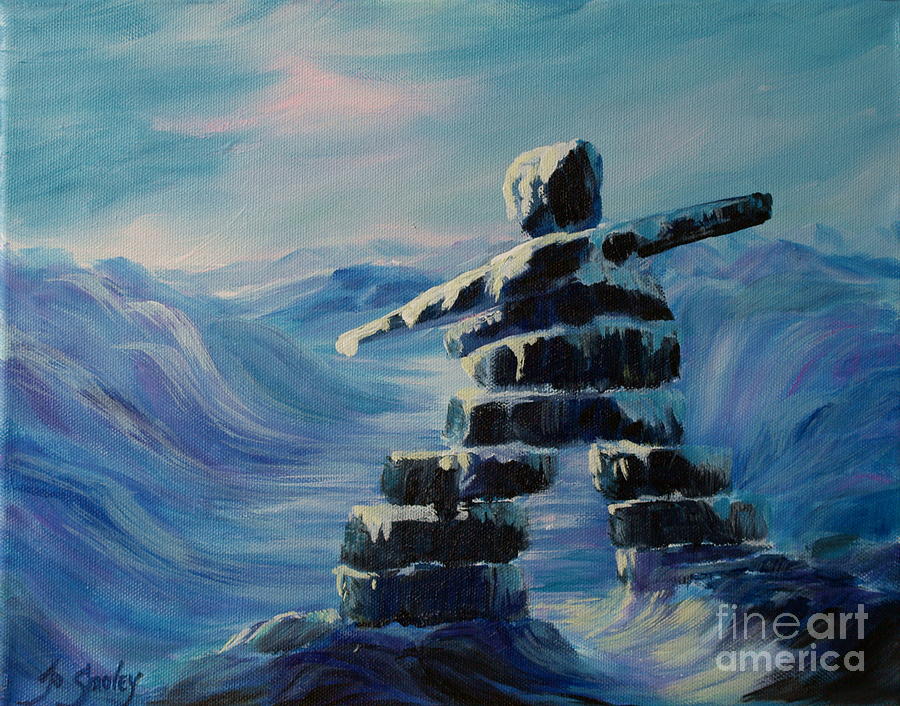 Inukshuk My Northern Compass Painting by Jo Smoley