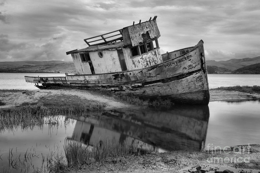 Point Reyes National Seashore Photograph - Inveness Shipwreck Black And White by Adam Jewell