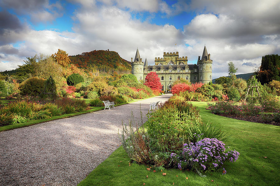 Inveraray Castle Garden in Autumn Photograph by Grant Glendinning