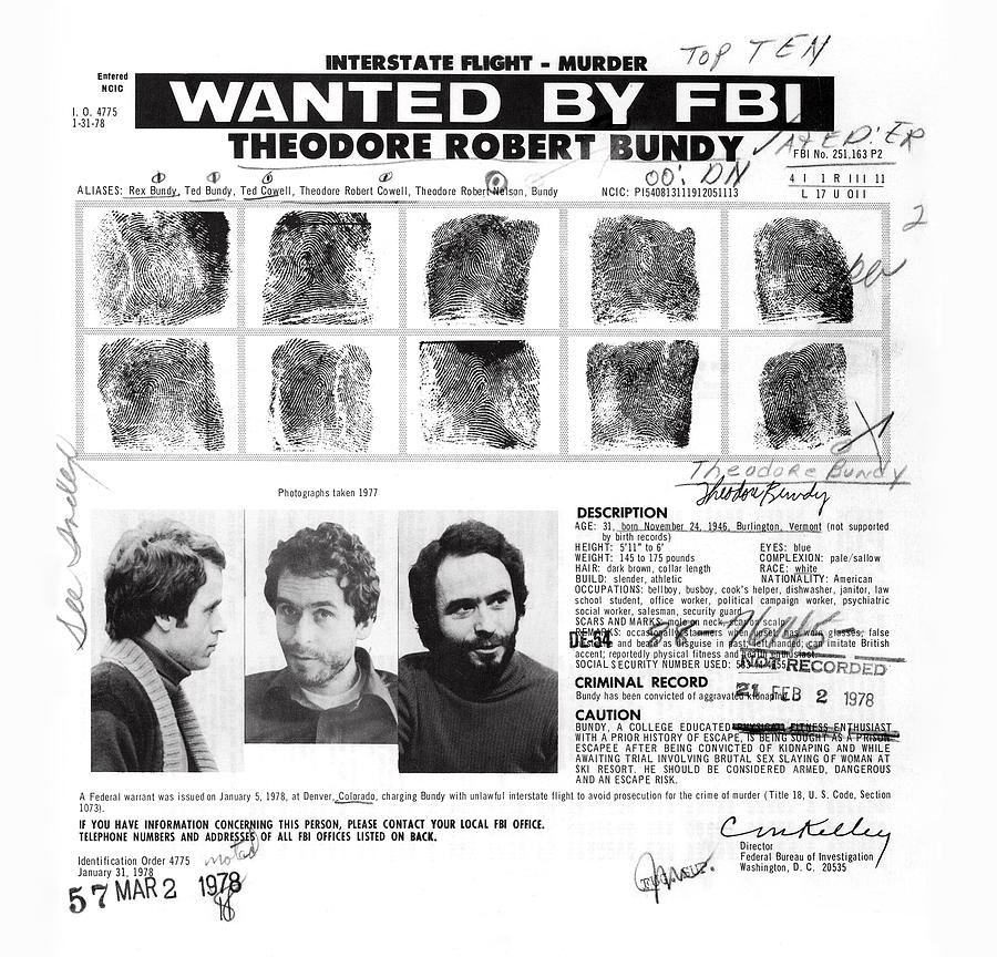 Investigator's Copy - Ted Bundy Wanted Document 1978 Photograph by ...