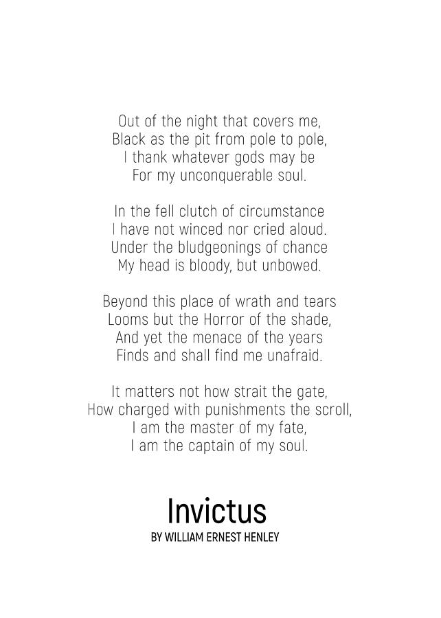 Invictus by William Ernest Henley #minimalist #poem  Photograph by Andrea Anderegg