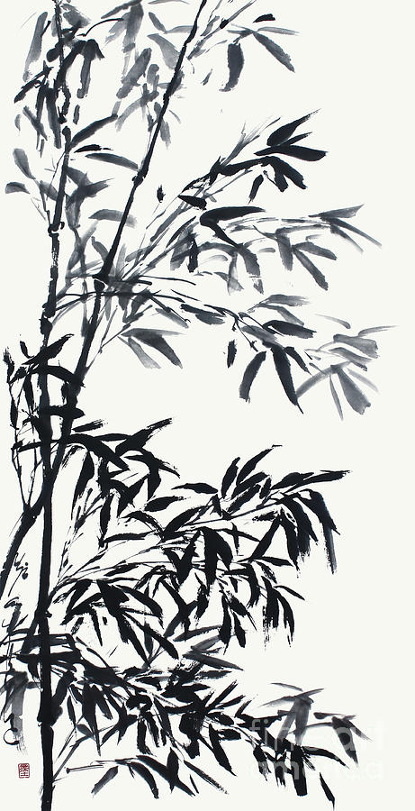 Invigorated Bamboo After The Rain  Painting by Nadja Van Ghelue