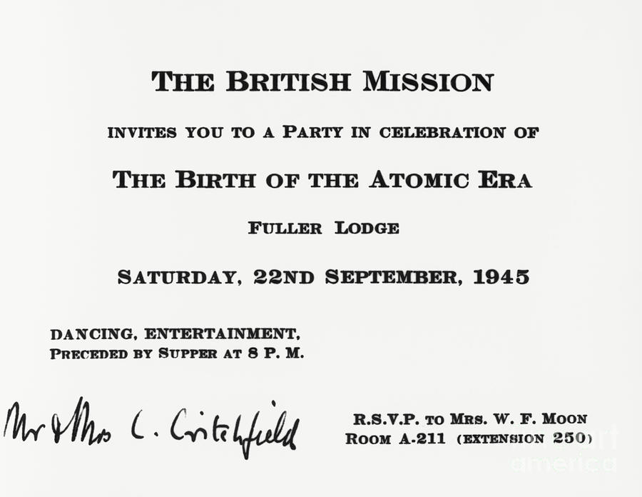 Invitation To British Mission Party Photograph by Los Alamos National Laboratory